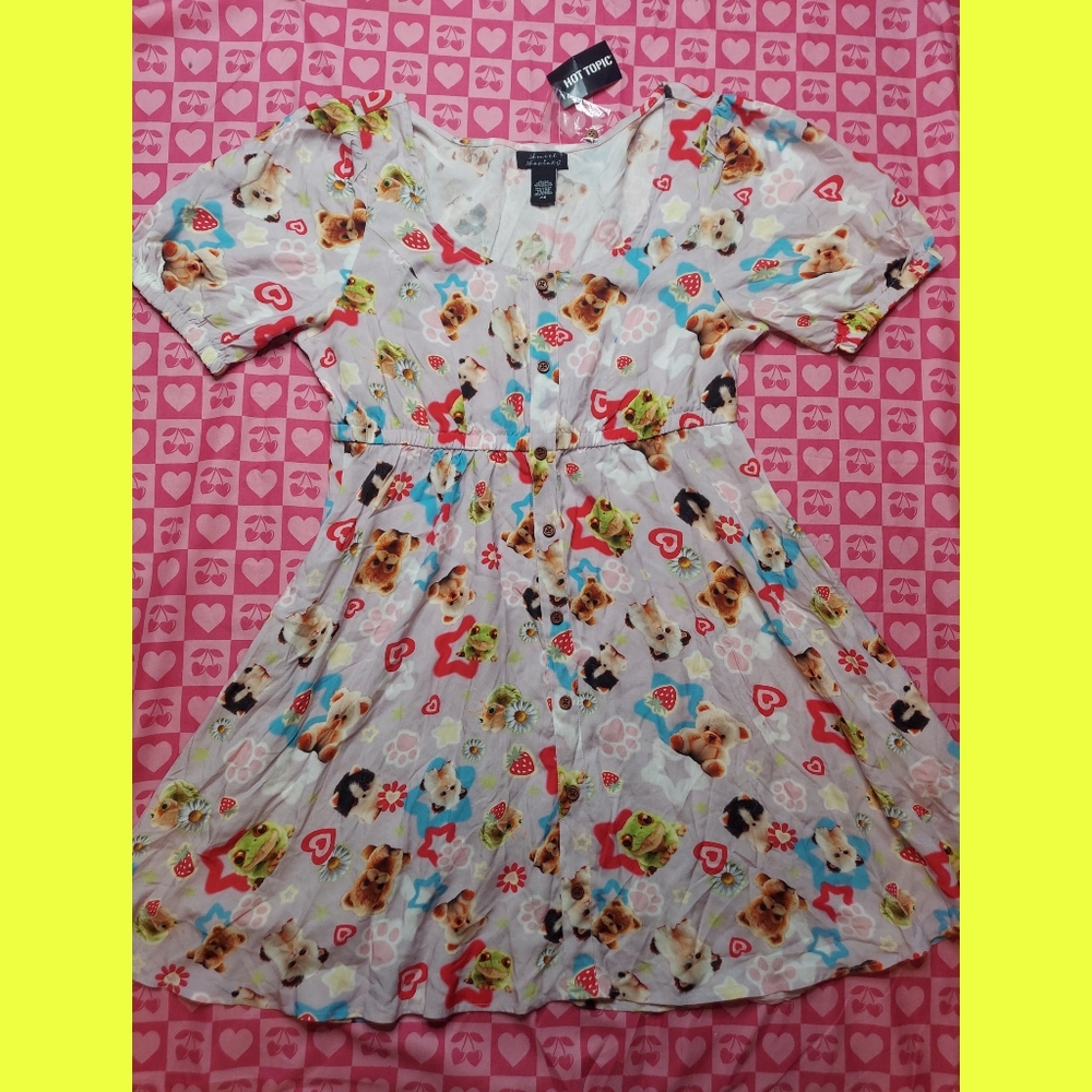 New Sweet Society Hot Topic Bear Frog Kitty Cat Hearts Stars Dress
